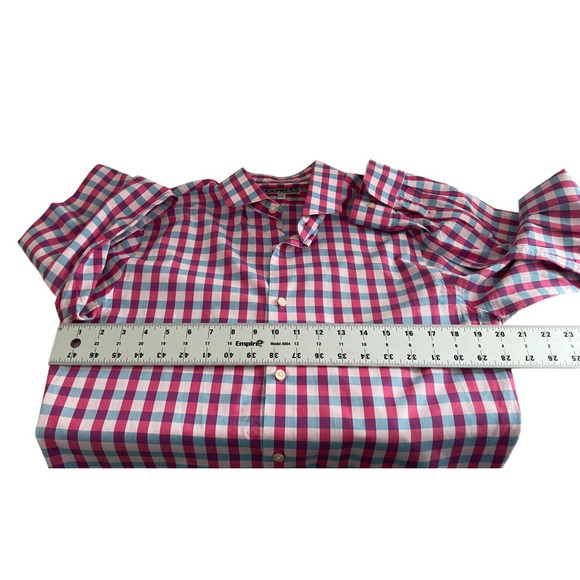 Express Extra Slim Fit Gingham Check Button Up Shirt M Pink Blue White - Picture 3 of 9
